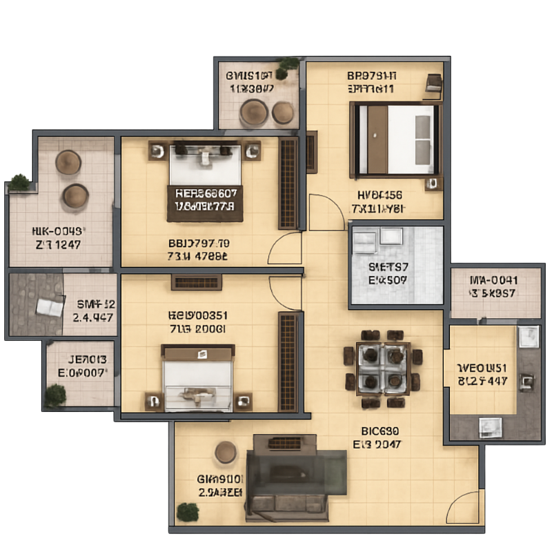 Unit Plan 3 BHK Category 1